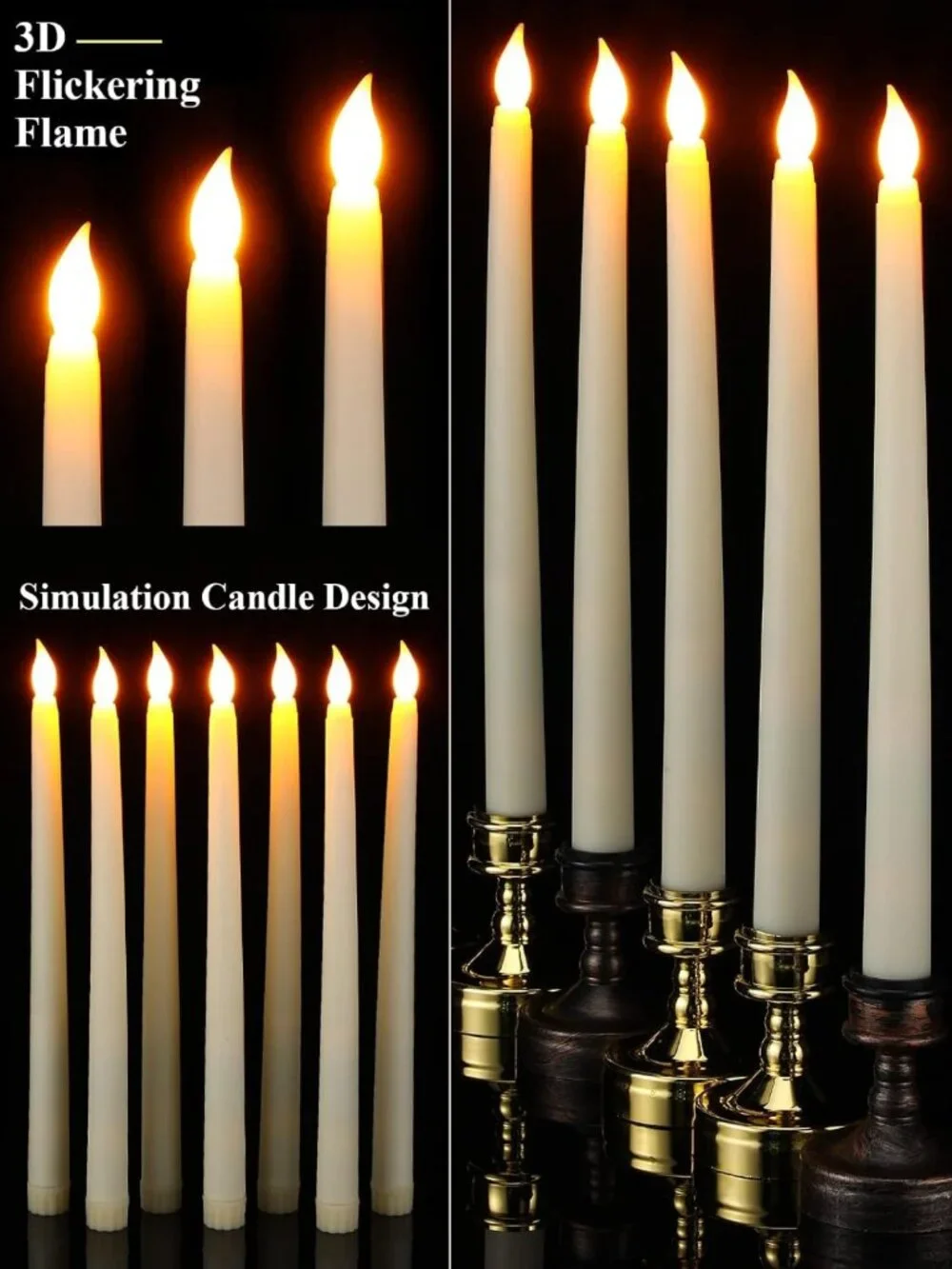 72 Pcs Ivory Flameless LED Taper Candles - 11 Inch Classic Bulk Set